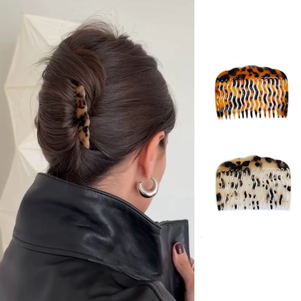 Vintage Tortoiseshell Hairpin for Women Flipping Updos Hair Styling Tools Hairbrush Seamless Headwear Hair Clip Accessories