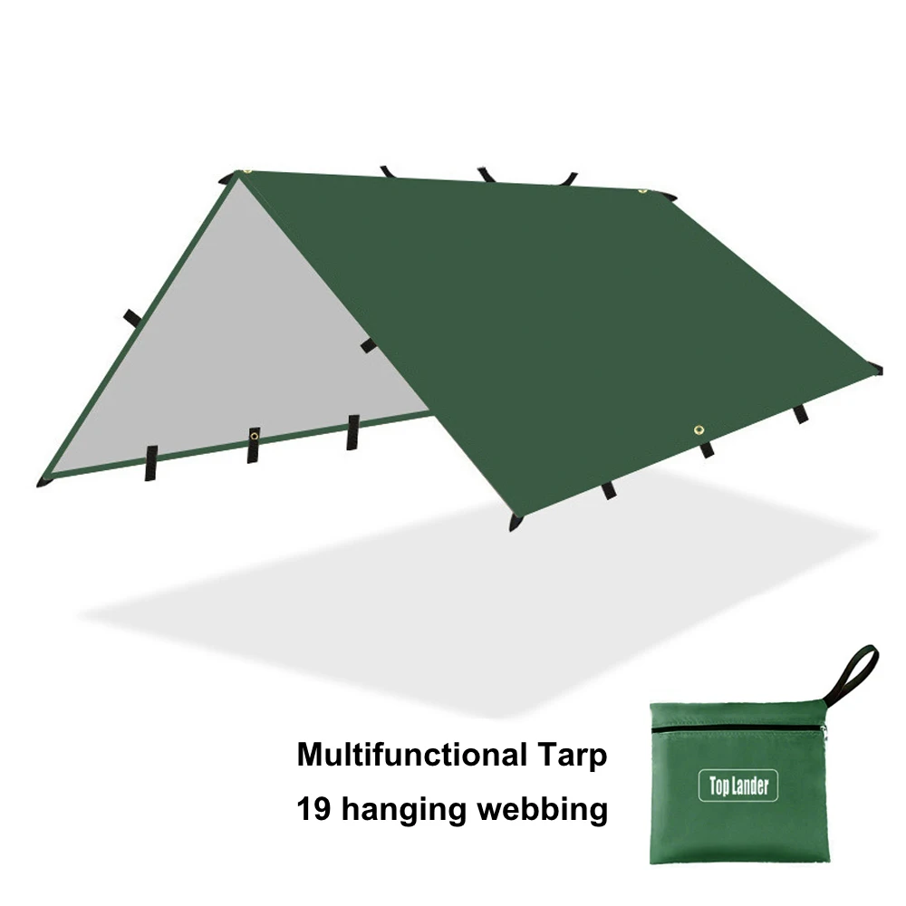 3*3m Camping Tarp Sun Shelter Outdoor awning Multi functional tear resistant silver coated 210T