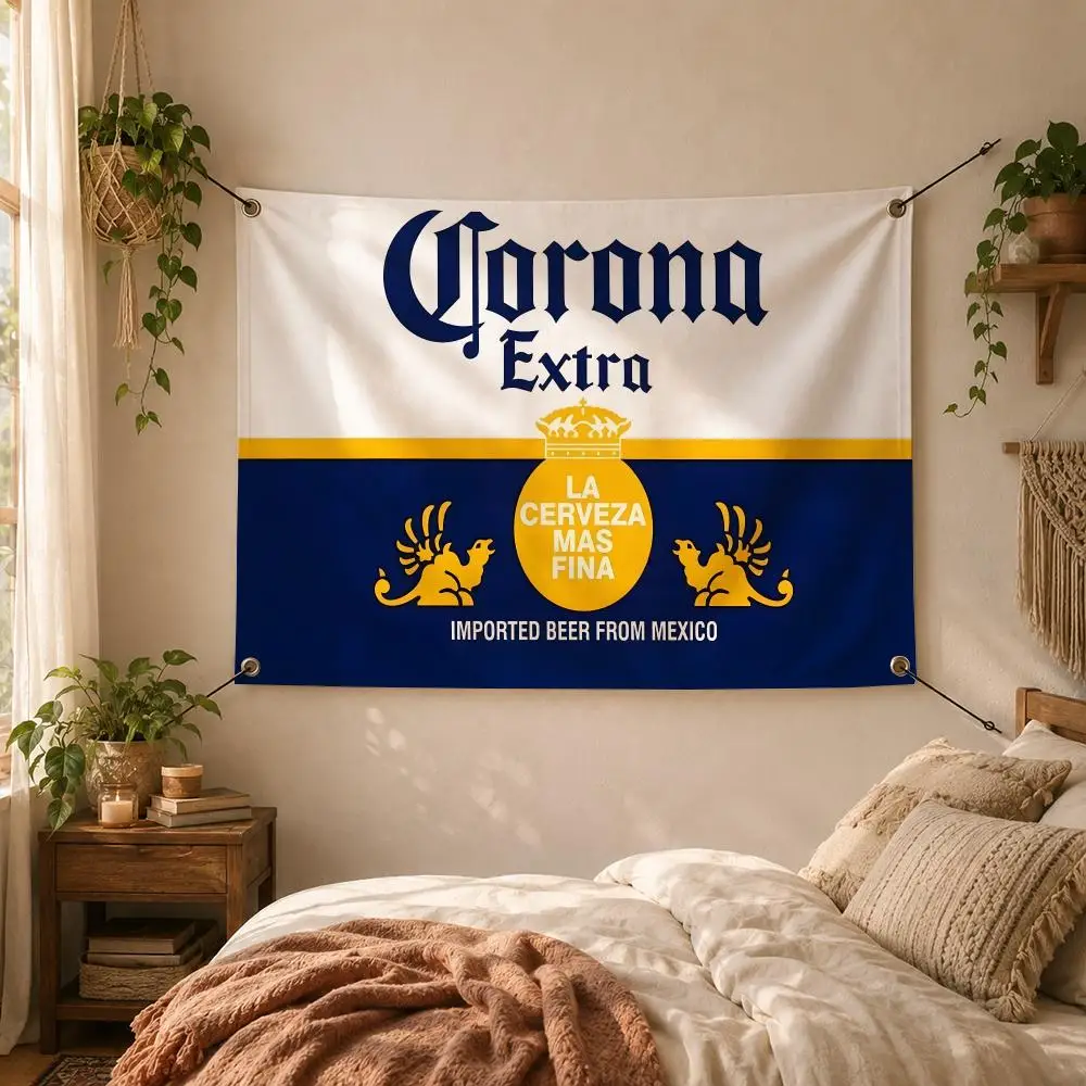 Drink Classic Beer Corona Extra Flags Decorative Flag Banner for Outdoor Garden Yard Camping Party Home Wall Hanging Decor