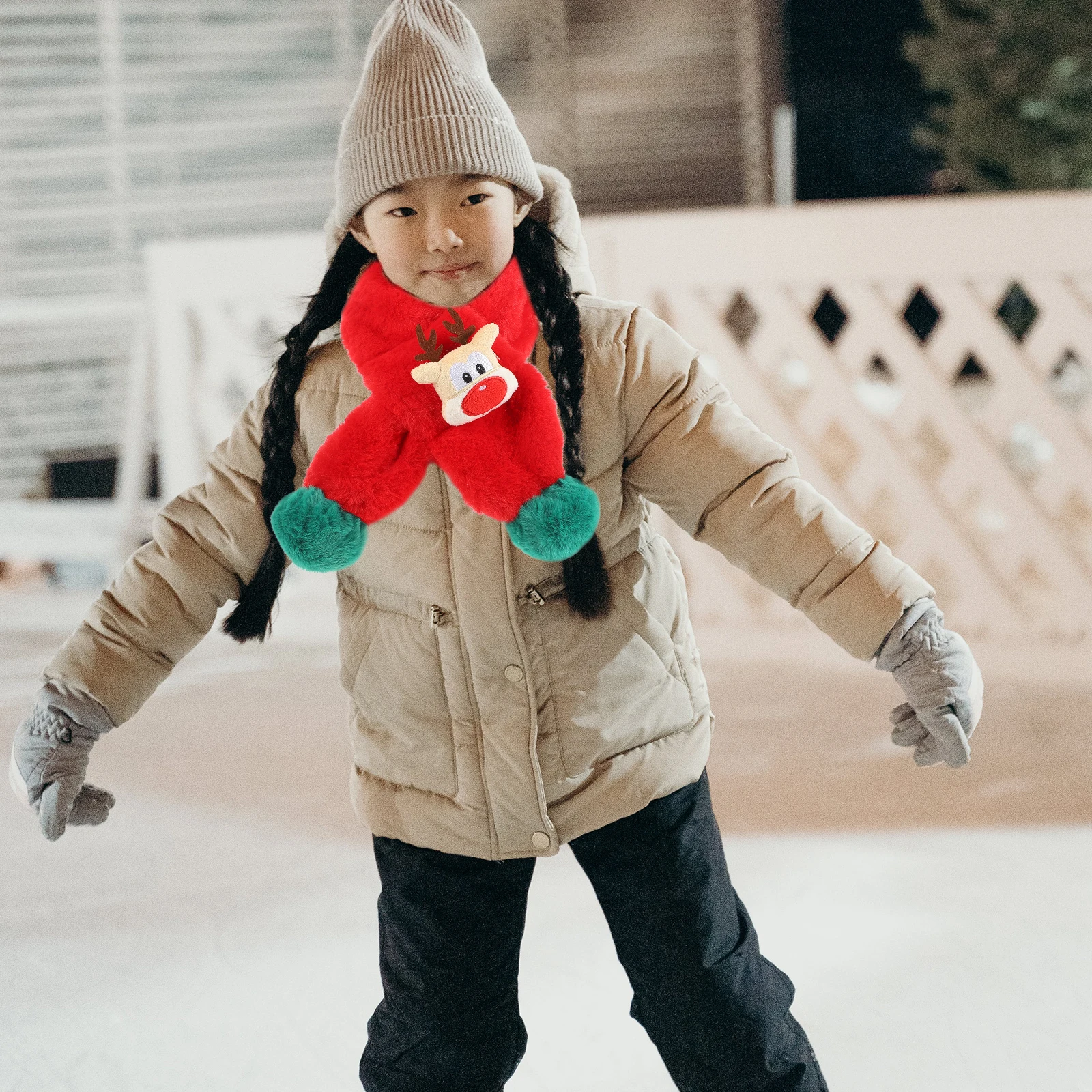 

Kids Scarf Christmas Dress Up Gift Stretchy Neckerchief Non woven Autumn Wear Children Warm Cozy Cartoon Winter Style