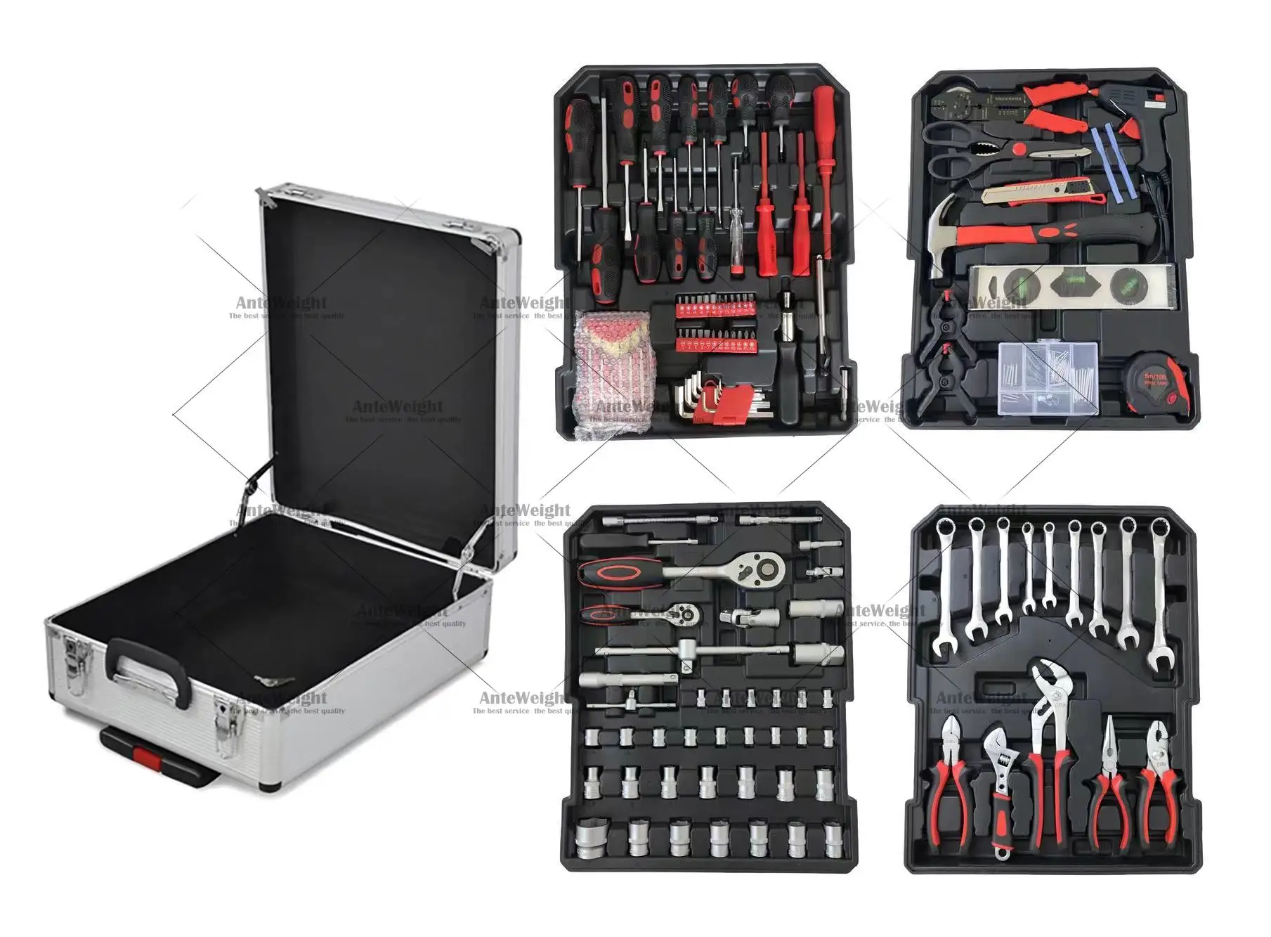 

186 Pcs Complete Socket Wrench Set Bicycle and Car Repair Tool Sets Hand Tools Set with Aluminum Trolley case