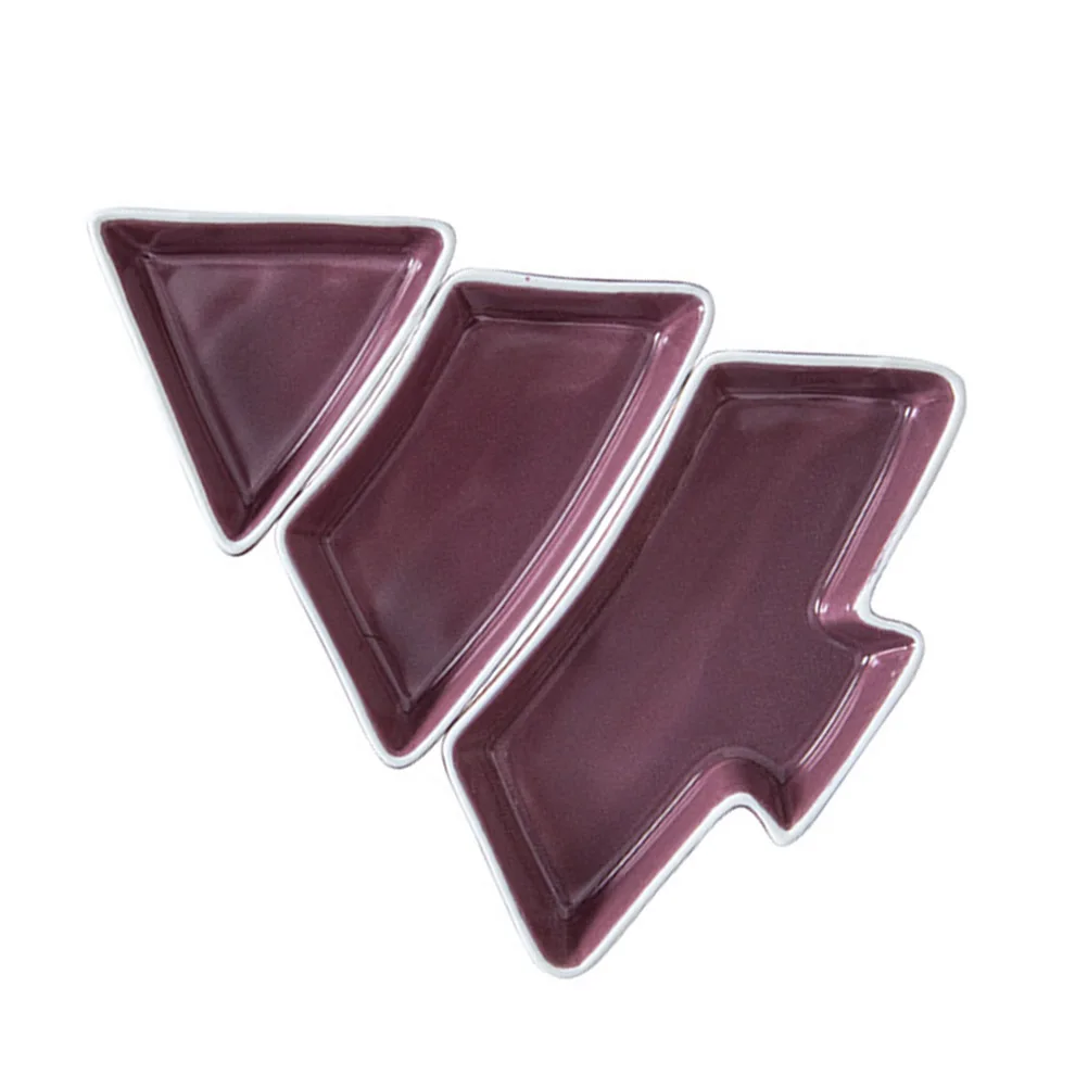 

Purple Ceramic Christmas Tree Snack Tray Sectioned Serving Platter for Nuts Dried Fruits Appetizers Suitable for Family Weddings