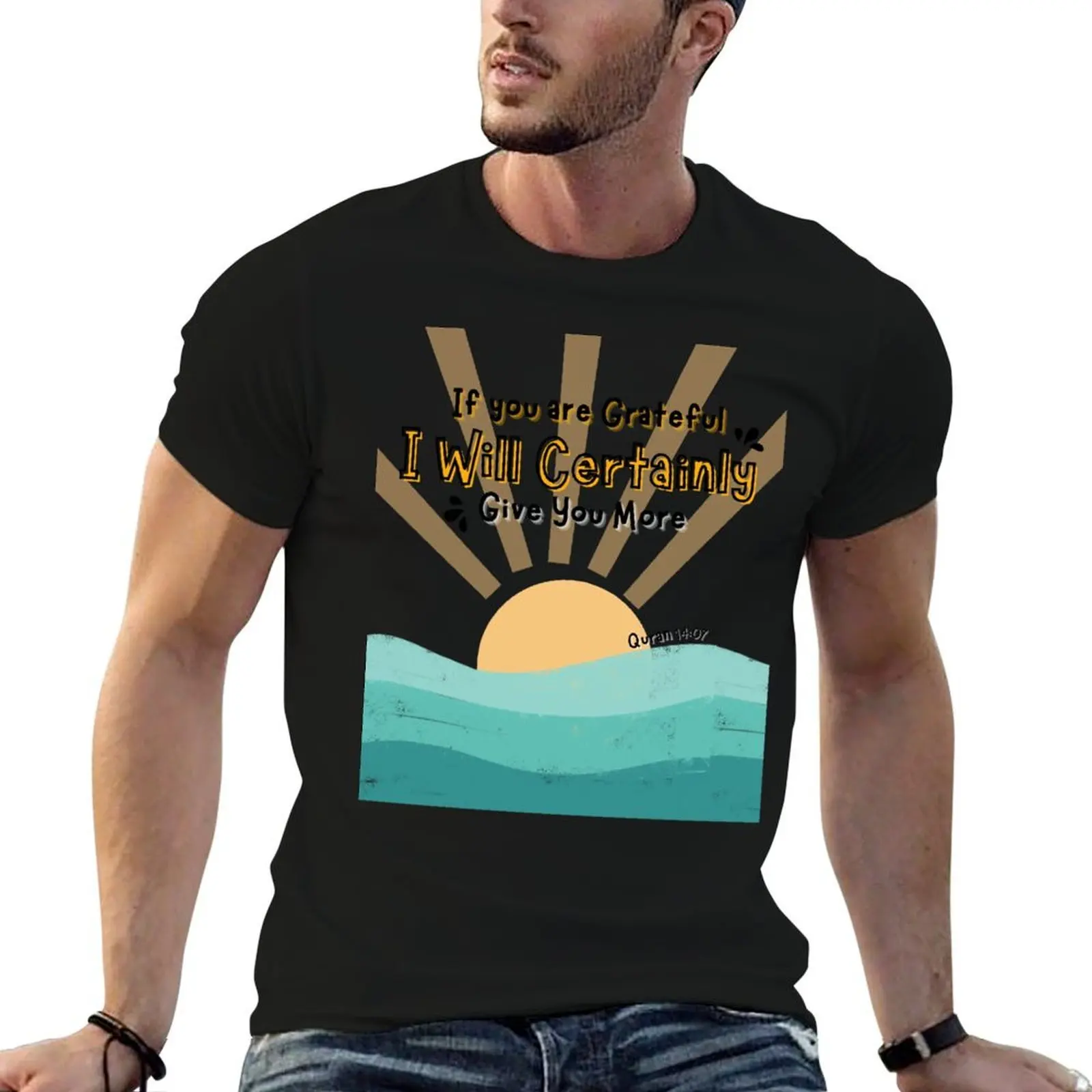 

Quran Verse Design: If you are grateful i will certainly give you more, quran wall art,quran in english T-Shirt