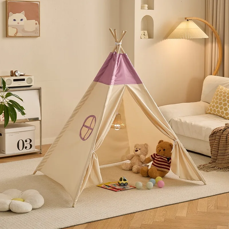Tienda de campaña para niños de 1,6 M, tipi portátil para interiores y exteriores, tienda triangular lisa para niños y niñas, casa de juegos práctica para niños en casa