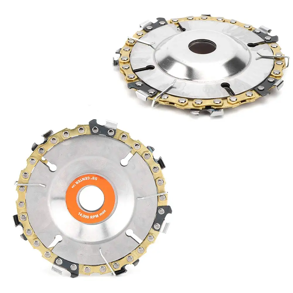 4 Inch 7 Teeth Angle Grinder Wheel Disc Woodworking Circular Chain Saw Disc Blades 100mm for Wood Carving Cutting Tool Gold