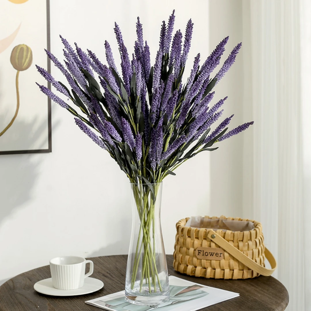 Künstlicher Lavendelstrauß, lila Kunstblumen für Haus, Garten, Hochzeitsdekoration, Valentinstag, Geburtstag, Abschlussgeschenk, Vasenfüller – Detail 14