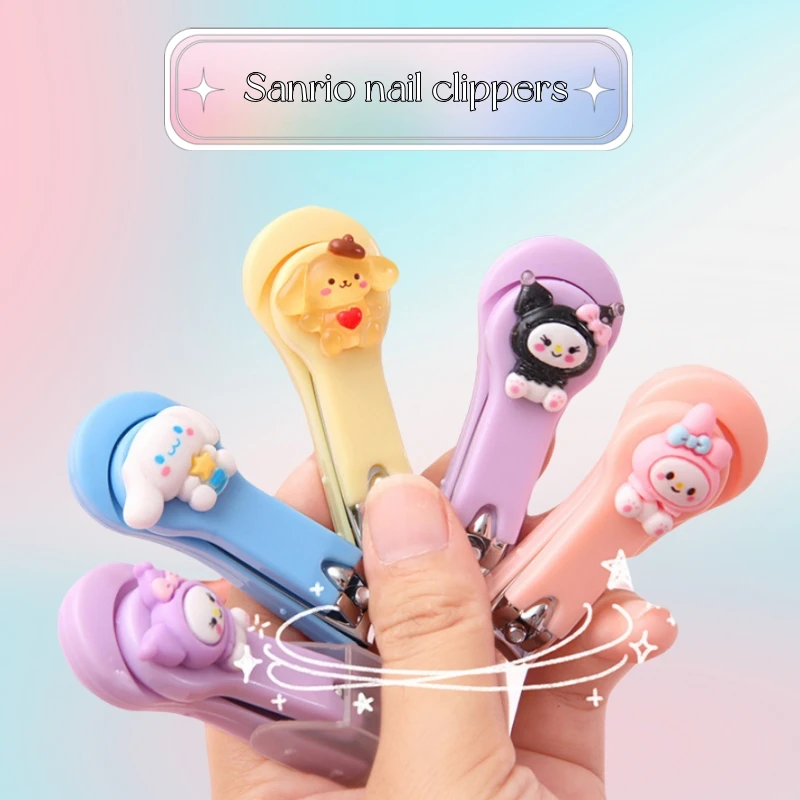 Hello Kitty Sanrio Cartoon Nail Clipper Cute Kuromi Kawaii My melody Cinnamoroll Pochacco Creative Portable Folding Nail Clipper