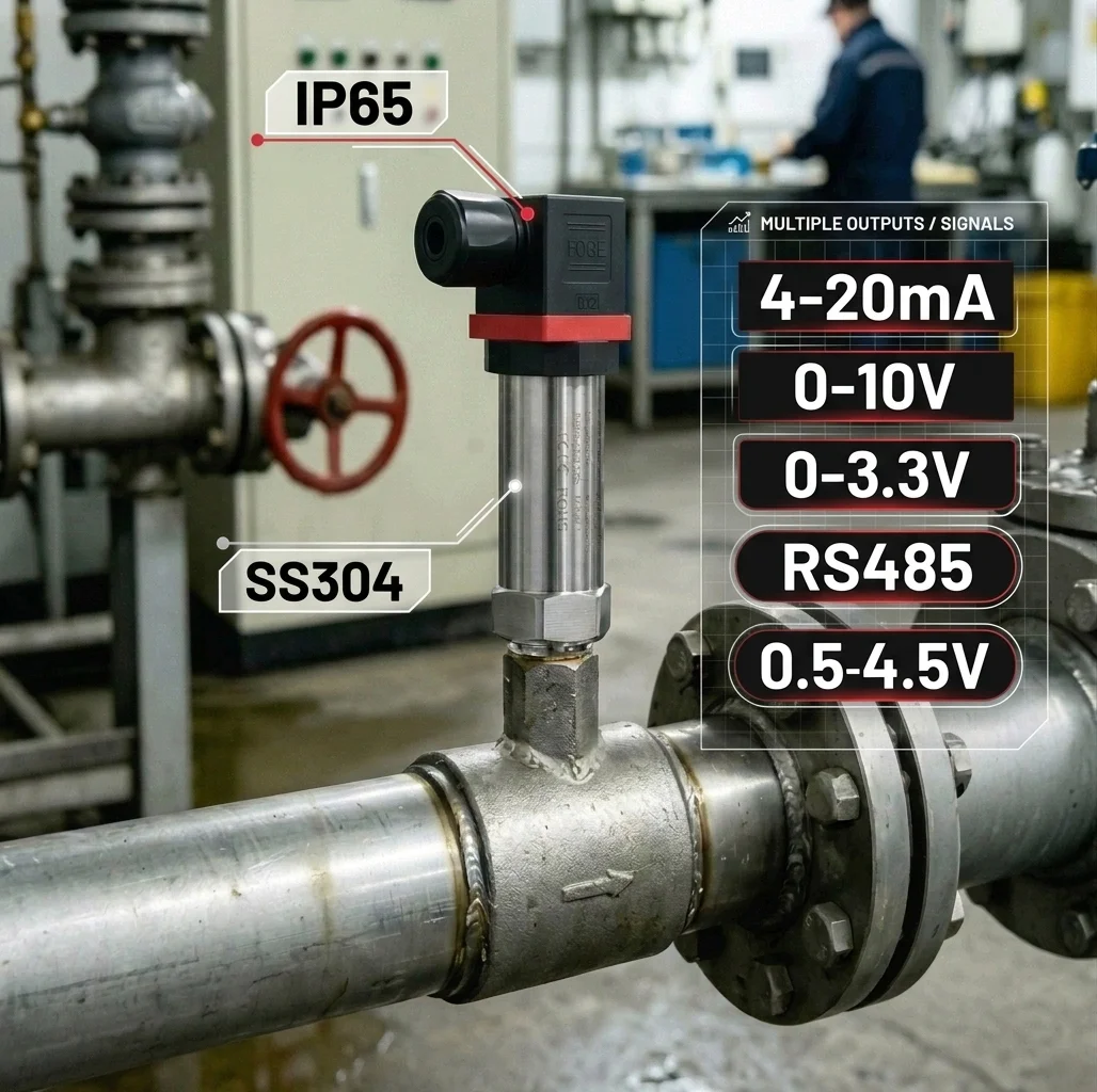 Pressure Transmitter 4-20mA 12-36VDC G1/2 Pressure Transducer Sensor for Water Oil Gas Liquid Vacuum -0.1~10