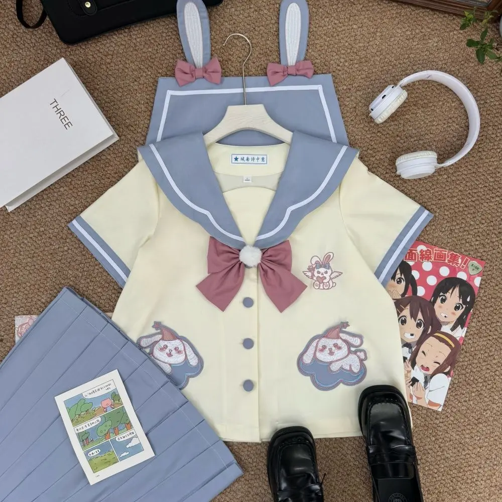 Uniforme modello coniglio giapponese Abito da marinaio blu Abito da asilo Jk Stile carino a maniche corte Stile college Gioco di ruolo Ragazza