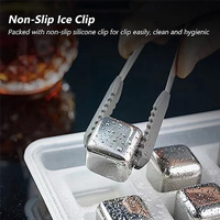 A19F-Whiskey Stones 6 Pack, Metal Reusable Ice-Cubes, High Cooling Technology, Stainless Steel Ice-Cubes Durable Easy Install