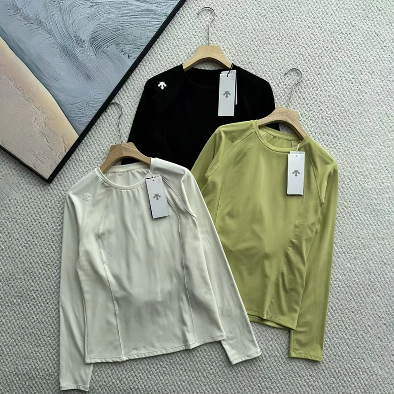 Casual Sports Solid Color Top Round Neck Long Sleeve Top 2026 Autumn Fashion Women's New Style DESCENTE