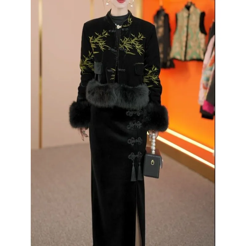 

Осень-зима, новая китайская женская одежда, национальный стиль, дзен, элитный верхний костюм Мао Мао, изысканная простая модная юбка