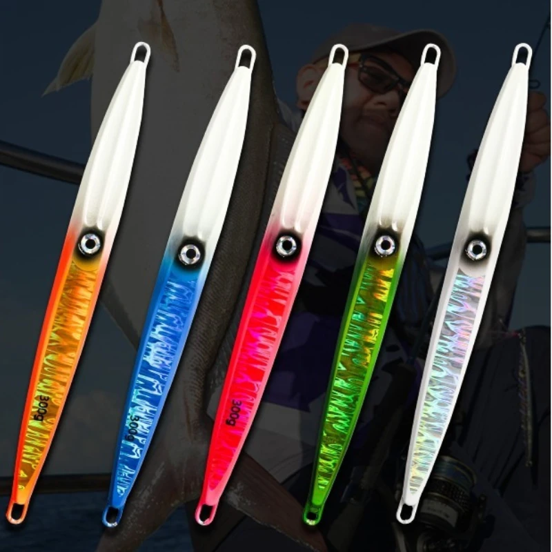 

1pcs 60g -720g Fast Sinking Lure Jig Hard Metal Bait Luminous Deepsea Fish Metal Jigbait with Assist Hooks