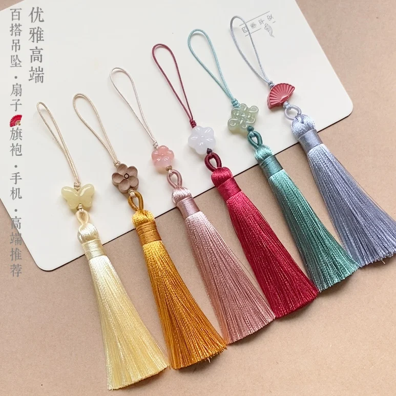 New Style Handmade Tassel Fan Pendant Ornaments Fan Pendant China Knot Pressure Flapper Mobile Phone Pendant