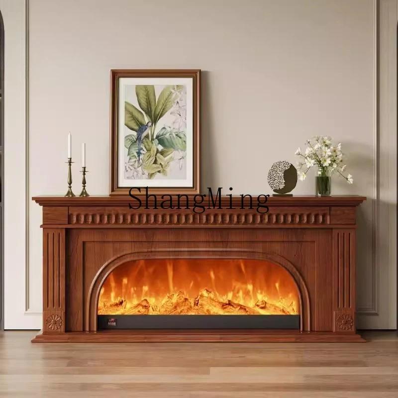 ZYY mobile TV di lusso leggero nero simulato camino con riscaldamento a fuoco mobile decorativo in legno massello di grandi dimensioni