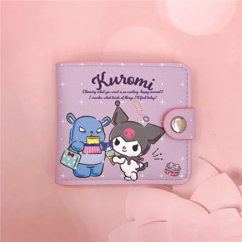 ซีรีส์ Sanrio ลำลองขาสั้นของขวัญคริสต์มาสสำหรับเด็กลาย Hello Kitty Kuromi Melody เป็นกระเป๋าใส่เงิน2เท่าสีชมพูเป็นหัวใจเด็กผู้หญิงที่น่ารัก