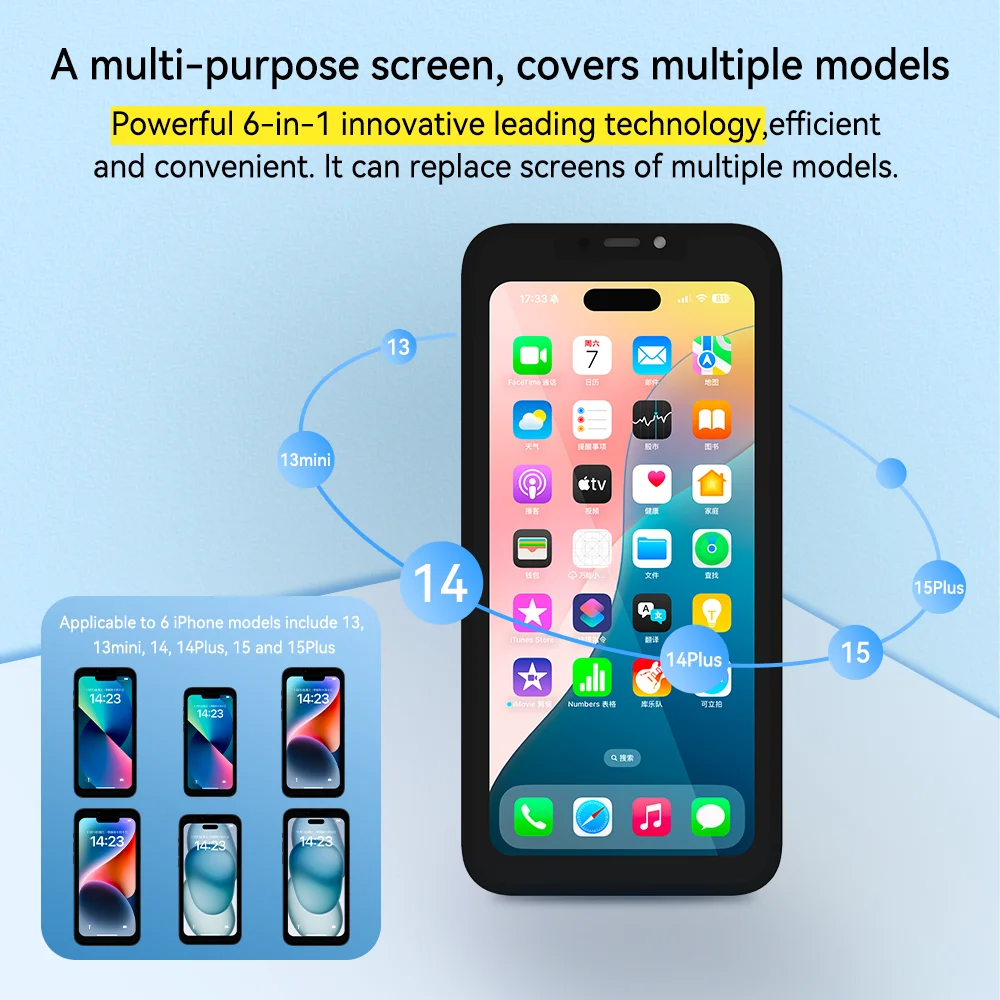 JCID Screen Quick Connect Motherboard for iPhone 13 13mini 14 14plus 15 15plus Function Test PCB Repair Detection Portable LCD