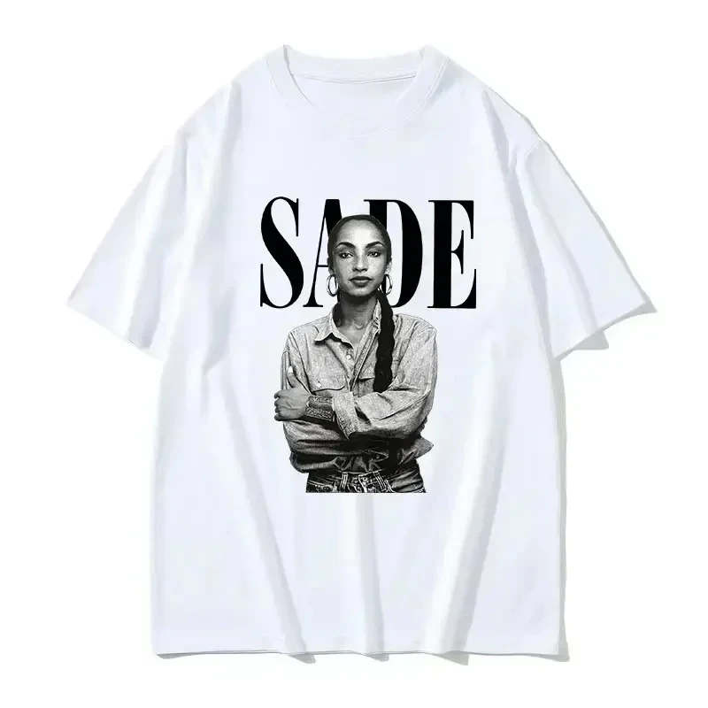 90s Singer S-Sade Print Graphic T Shirt Men Women Hip Hop Vintage Short Sleeve T-shirts  Oversized T-shirt Streetwear Graphic