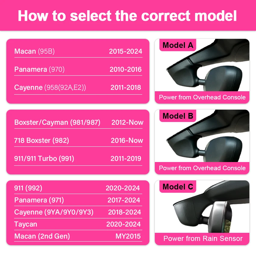4K Dash Cam for Porsche 911(992)Panamera(971/970)Cayenne (9YA/9Y0/9Y3)Taycan for Porsche Macan(95B)Cayenne 958(92A/E2)Car DVR