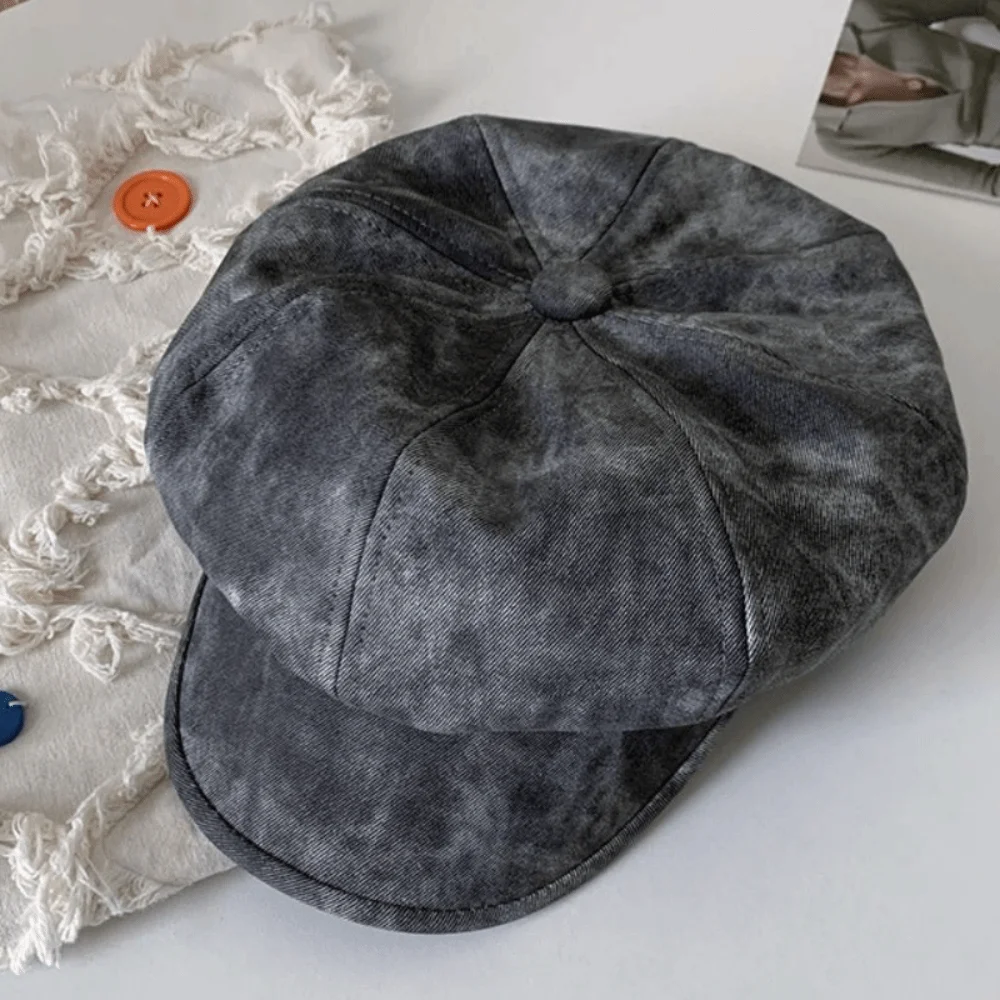 

Retro British Style Pu Leather Beret Casual Autumn Winter Women's Beret Black Brown Octagonal Cap Artist Cap Streetwear