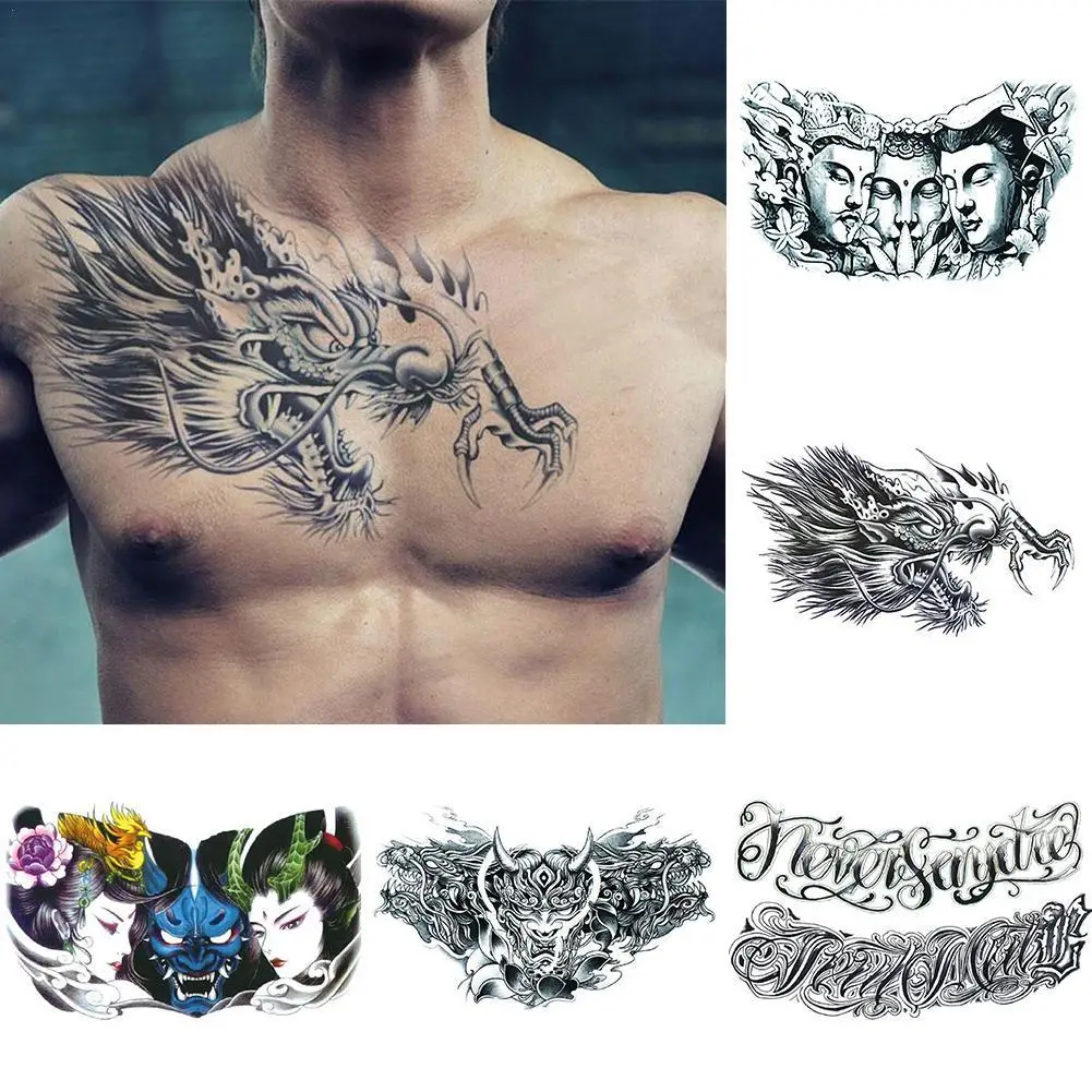 Temporary Tattoos Men Shoulder Tattoos Large Chest Body Sexy Tattoo Sticker Waterproof Tatoo Fake Make Up Pattern Stickers