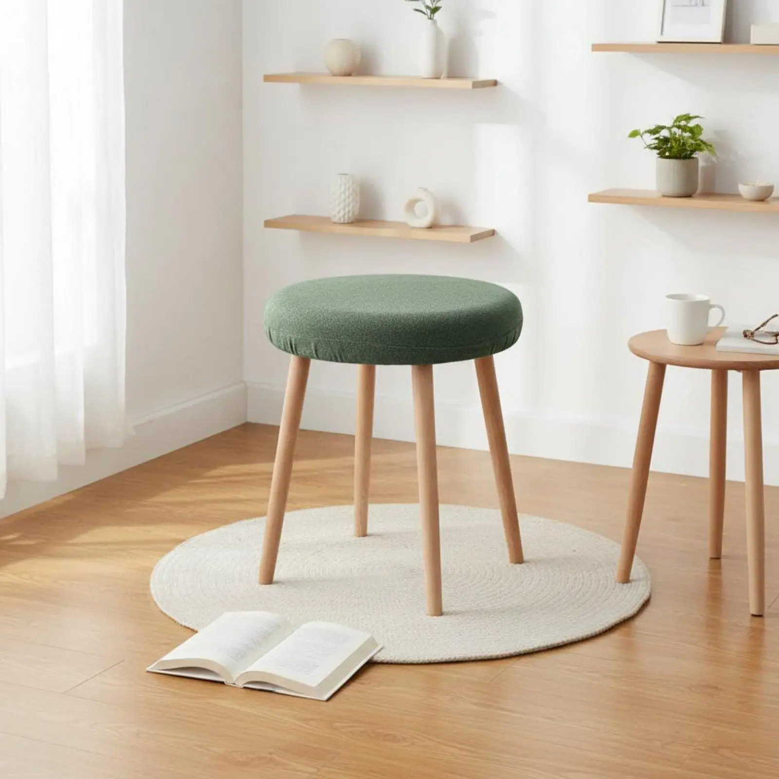 Stretch Polyester Round Stool Cover for Bar Chairs Dining Room Seat Protector Dustproof Furniture Cushion for Home Kitchen Pubs