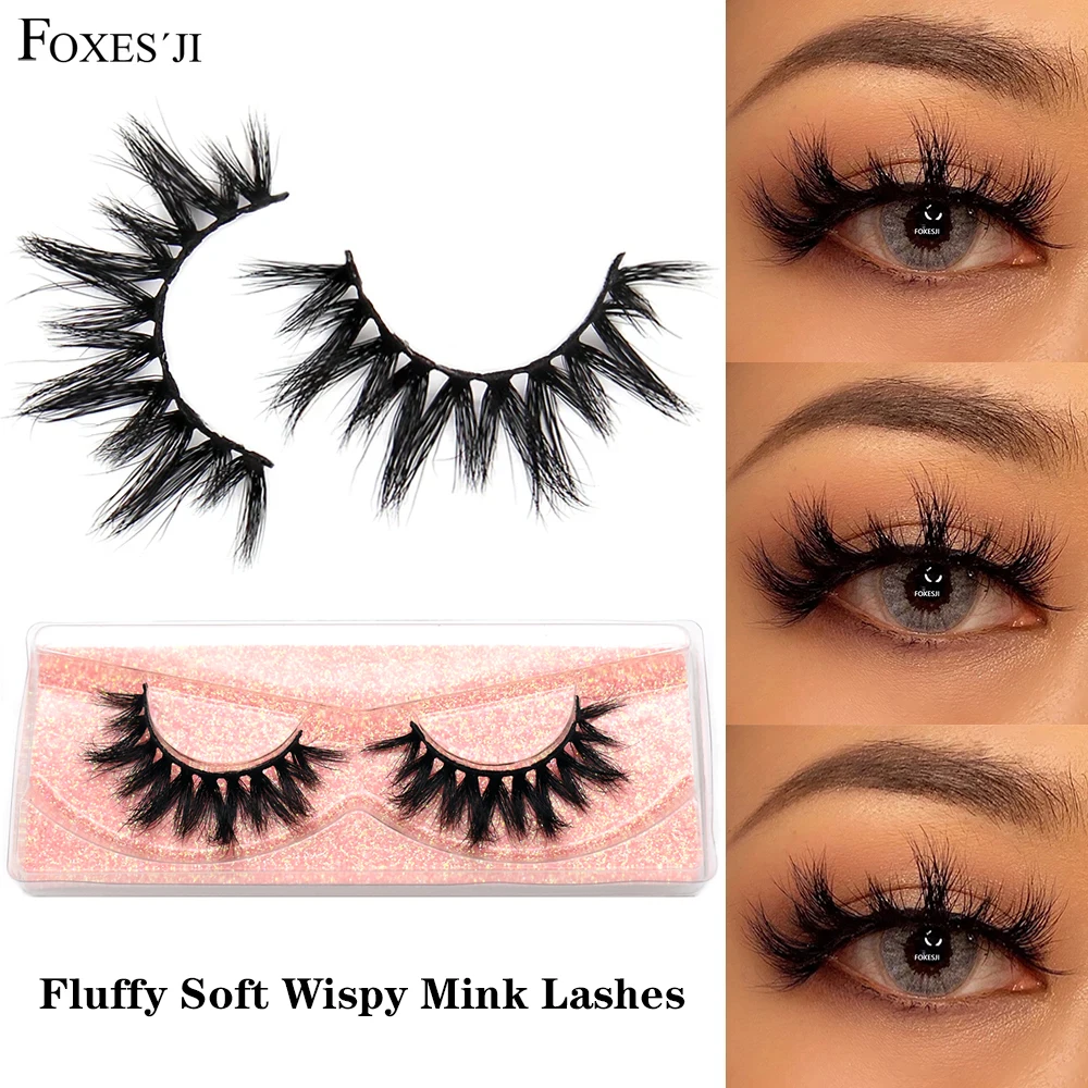 FOXESJI Makeup 3D Lashes Mink Eyelashes Cruelty free Handmade Fluffy Dramatic False Eyelashes Eye Lashes Cross Mink Lashes K03