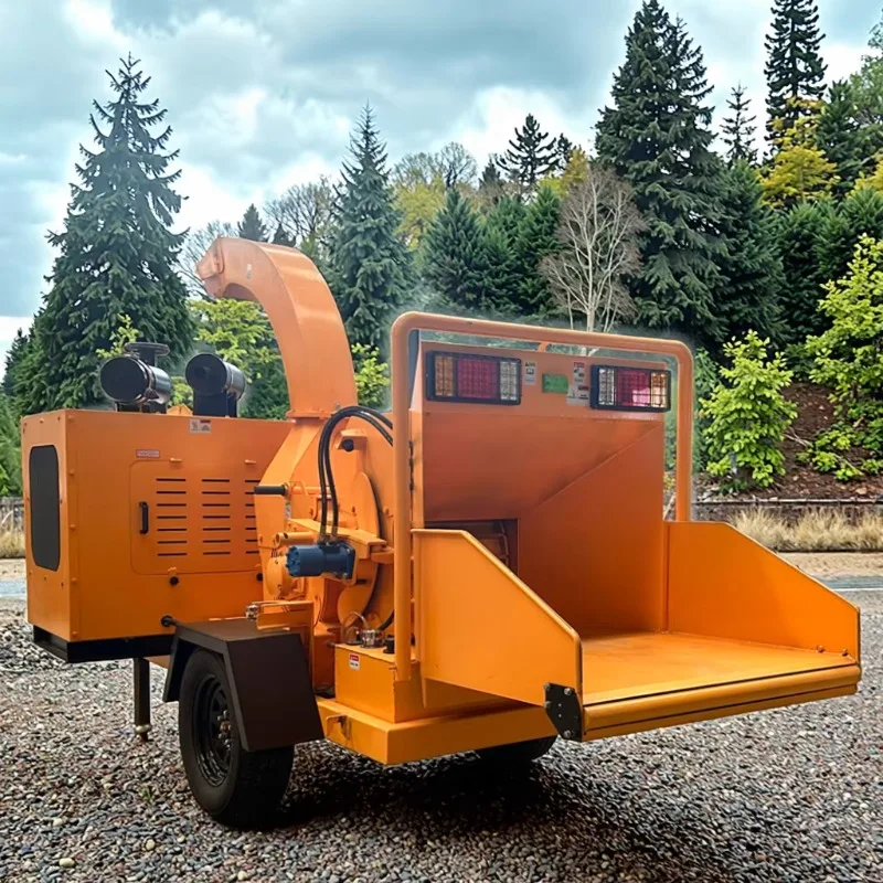 

Free Shipping Mobile Diesel Engine Wood Chipper Shredder Portable Tree Branch Chipper Straw Chain Plate Feeding Wood Chipper