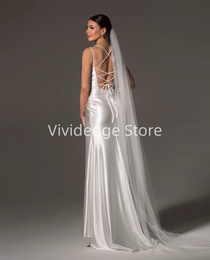 Customized Sexy V Neck Women Strapless Bridal Gowns 2025 Side Split Back Strap Wedding Dresses vestidos de novia boda civil