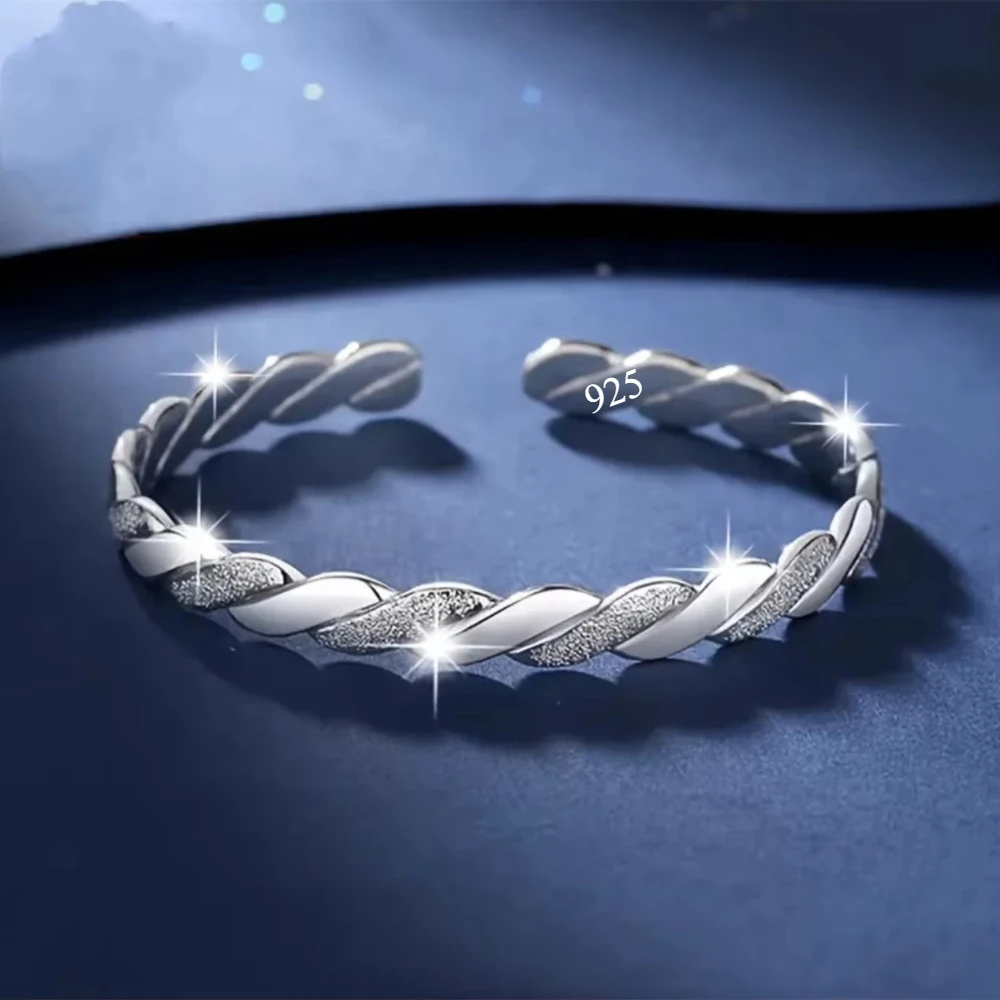 925 Sterling Silver Bracelet For Women men Fashion Wedding Party Cute Lady Handmade weaving Jewelry adjustable Beautiful