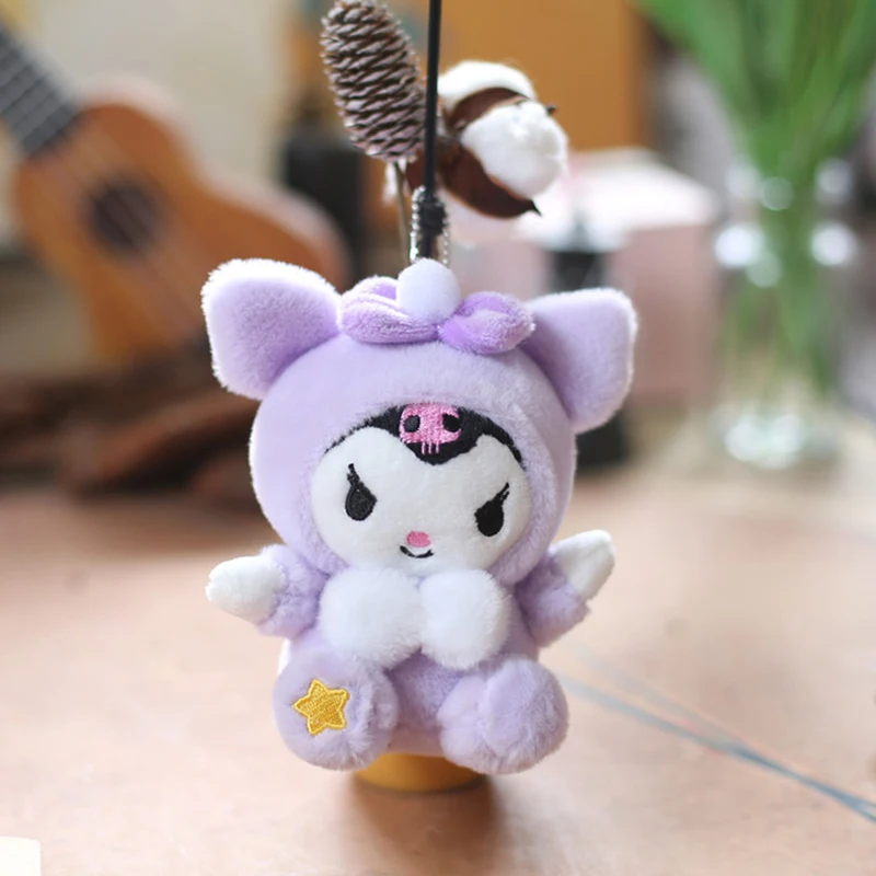 1Pc Kawaii Hello Kitty Kuromi Melody Pompom Purin Cinnamoroll Plush Doll Toys Pendant Cute Plush Keychain Bag Pendant 12cm