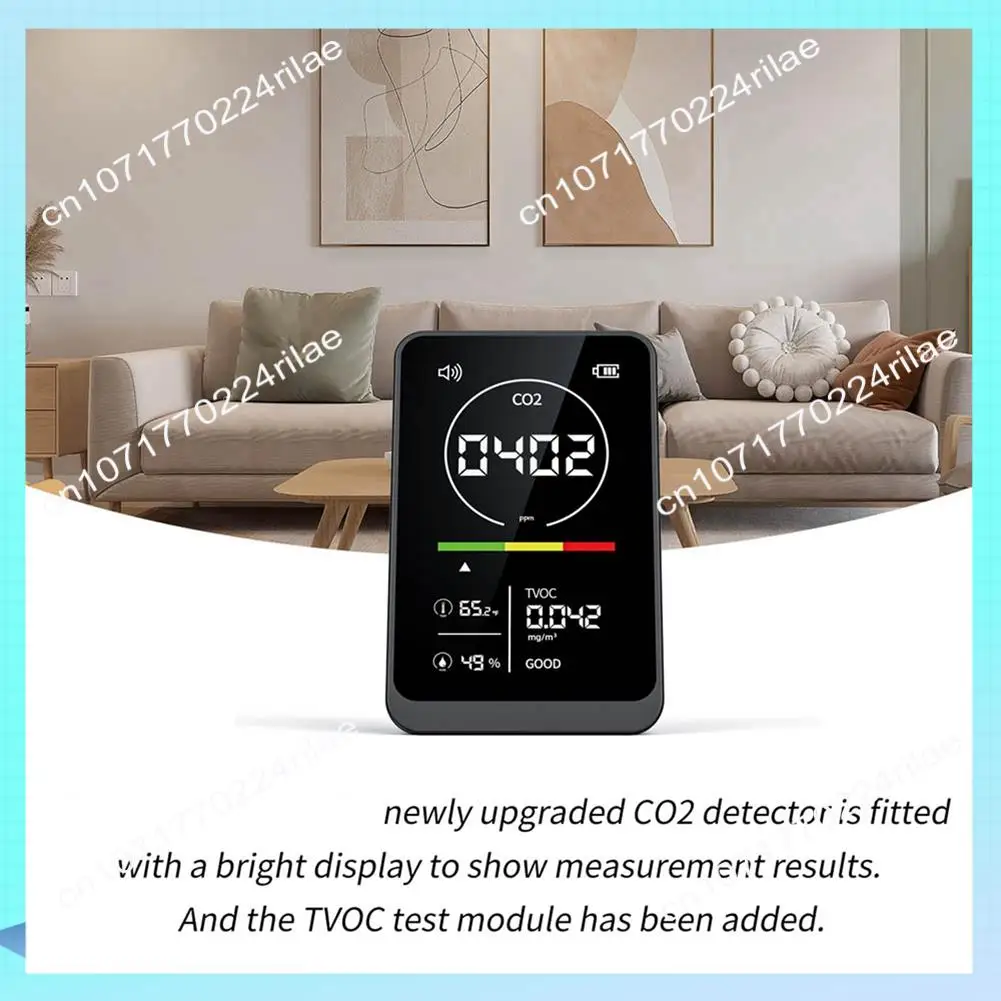 Medidor Digital de calidad del aire A17Z 4 en 1, Monitor de temperatura y humedad CO2 TVOC recargable, Detector de CO2 con alarma para el hogar