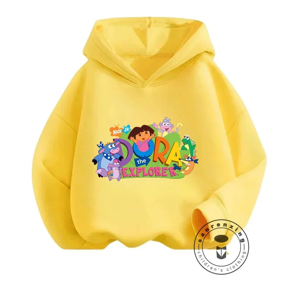 Fashion-Forward Dora The Explorer Fans Cozy Kid Hoodies with Vibrant Prints Inspiring Creativity Adventure during Spring Outings