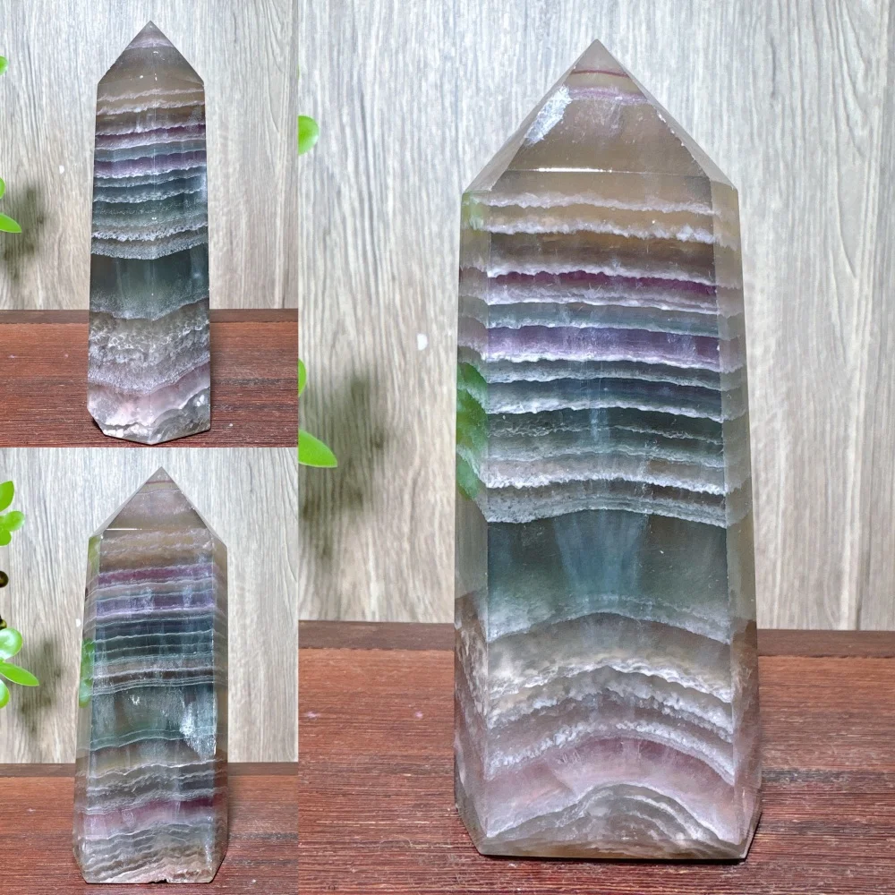 Tour de fluorite naturelle soyeuse, pierre de mica, minéraux, cristal de guérison, énergie Reiki, décoration de la maison, ornements, cadeaux, 1 pièce