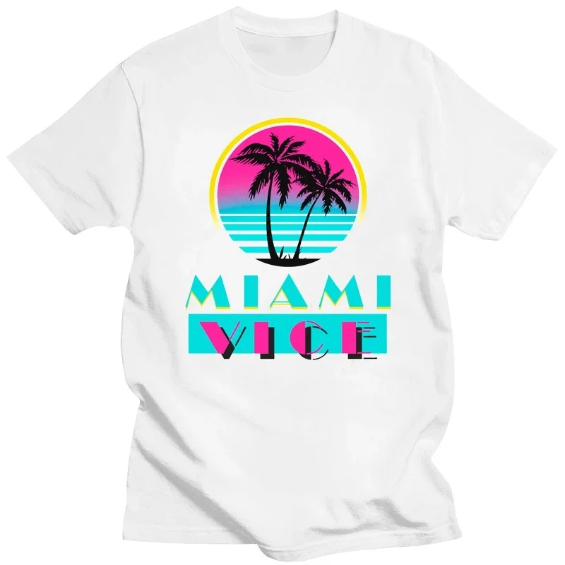 Size S - 4Xl Fashion Classic Style Tee Shirt Miami Vice Tv Series Tv Show Beach Logo Men'S Black T-Shirt