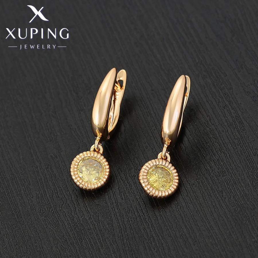 Xuping Jewelry New Arrival Simple Huggies Gold Color Earring for Women Gift X000746042