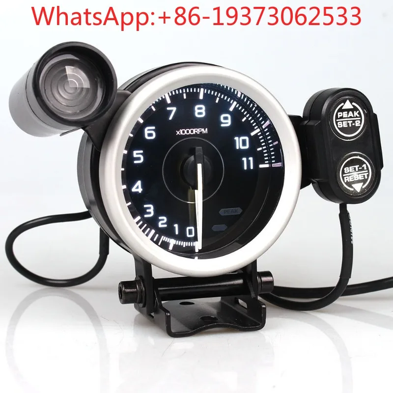 A1 Car Modified 3.75-inch Racing Meter Tachometer, Colorful 0-11000 Large Tachometer with Buttons