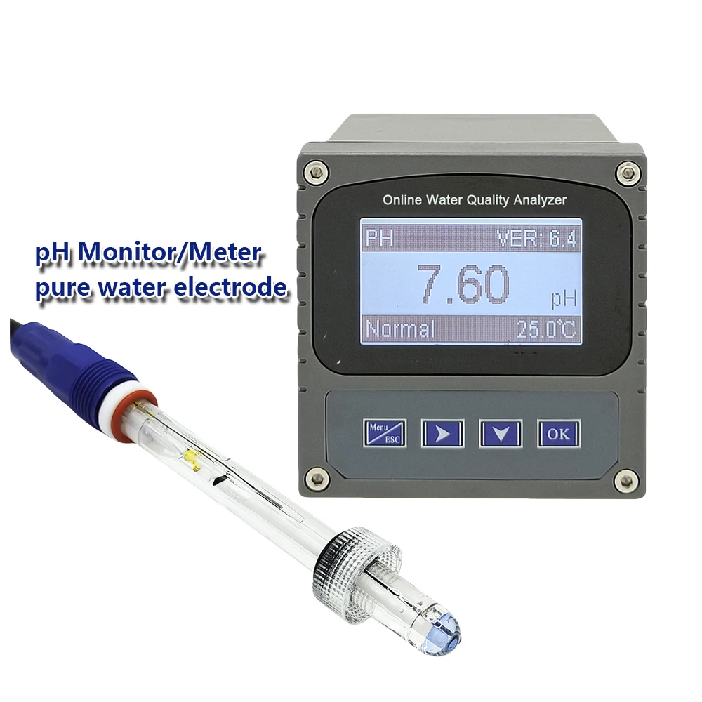 2026 New Professional High Accuracy Online pH Meter Pure Water pH Sensor Electrode 4-20mA pH Transmitter Purity Water RO Water P