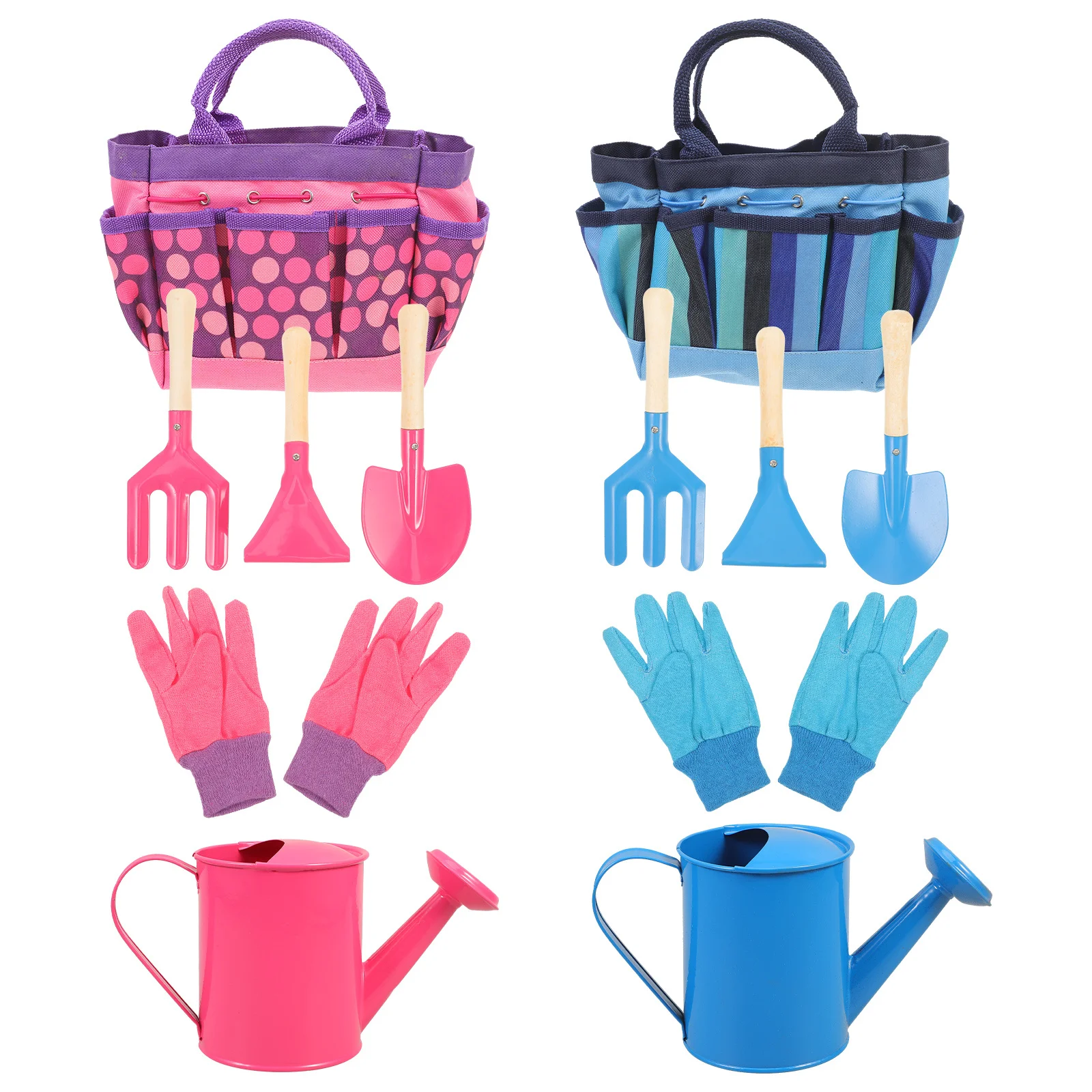 2 set Garden Tools Set For Kids Outdoor Planting Wooden Handles Safe Edges Gardening Tool Kit With Watering Can