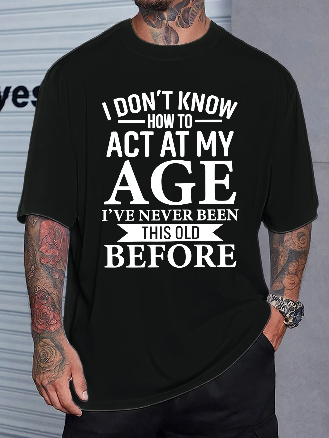 تي شيرت رجالي فكاهي "لا أعرف كيفية العمل لعصري" بنمط تي شيرت، قميص صيفي مناسب بشكل منتظم #2