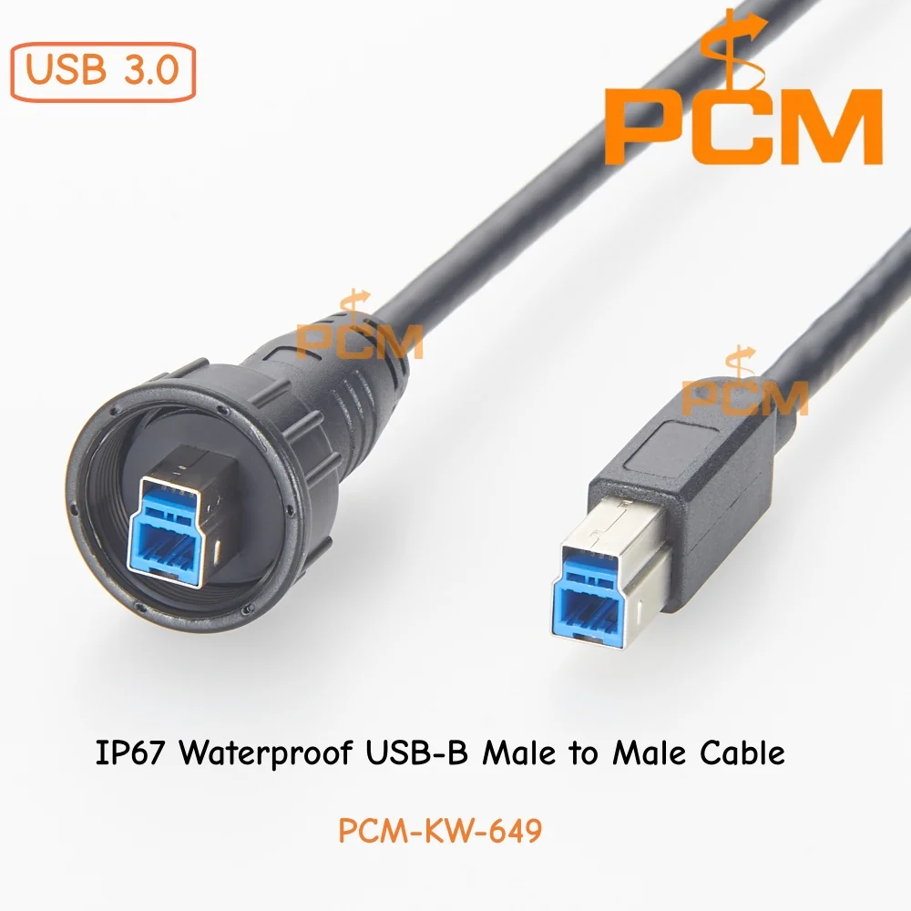 USB 3.0 B Cable Outdoor Waterproof IP67 Data Extension Type B Male to Male Industrial Cable for Machine Vision Automation
