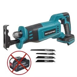 PATUOPRO Brushless Reciprocating Saw With 4 Blades Rechargeable Saw Woodworking Cutting Tool For Makita 18V Battery(No Battery)