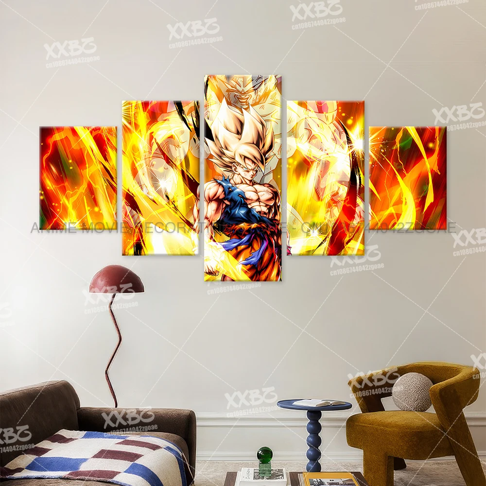 5PCS Japanische Hot Blooded Anime Dragon Ball Leinwand Druck Bild Wand Kunst Gemälde Wohnkultur Poster Für Wohnzimmer Kein rahmen – Detail 4