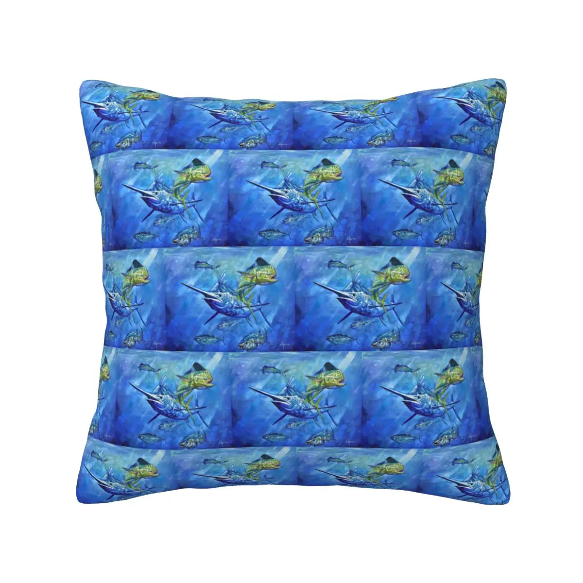 Dorado, Marlin, And Tuna Square Pillowcase Pillow Cover Cushion Zip Decorative Comfort Throw Pillow for Home Car