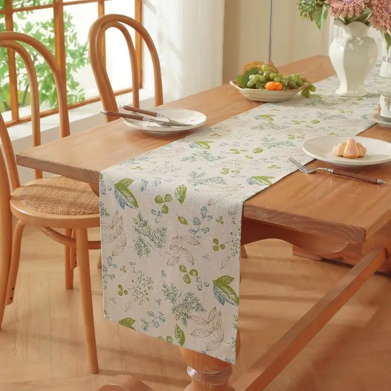 Tischläufer mit frischem Blattdruck im Ins-Stil ohne Quasten mit floraler TV-Schrankbezug, Handtuch, Couchtisch, langer Tischläufer aus Stoff