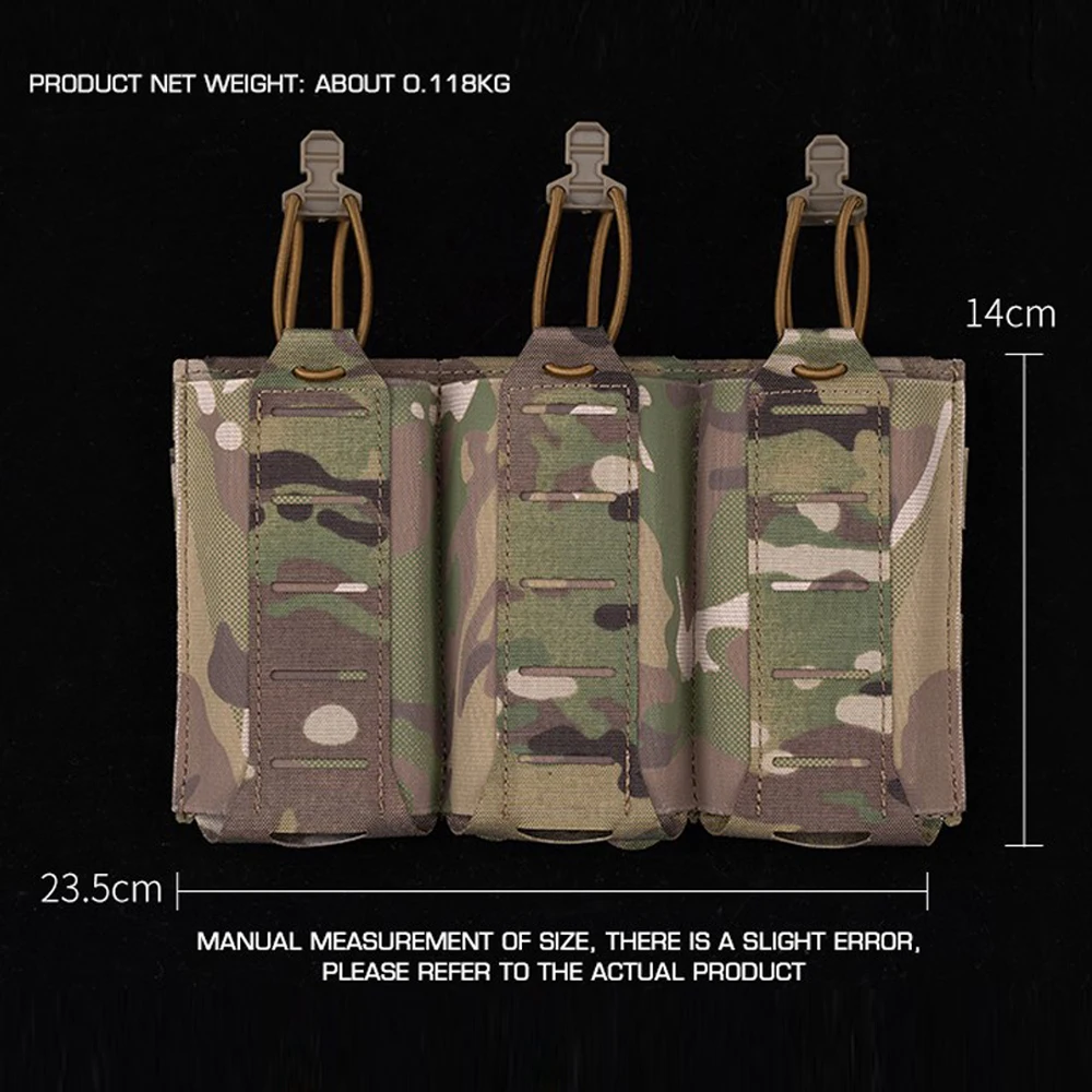 Tactical 5.56/7.62 Magazine Pouch Elastic Triple MOLLE Hunting Vest Plate Carrier Front Flap AR M4 Mag Bag Shooting Airsoft Gear