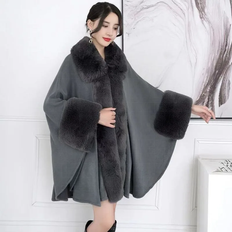 

Осенние и зимние женские вязаные кардиганы, плащи, свитера, куртки, женские топы с меховым воротником, нерегулярные плащи, толстые шали