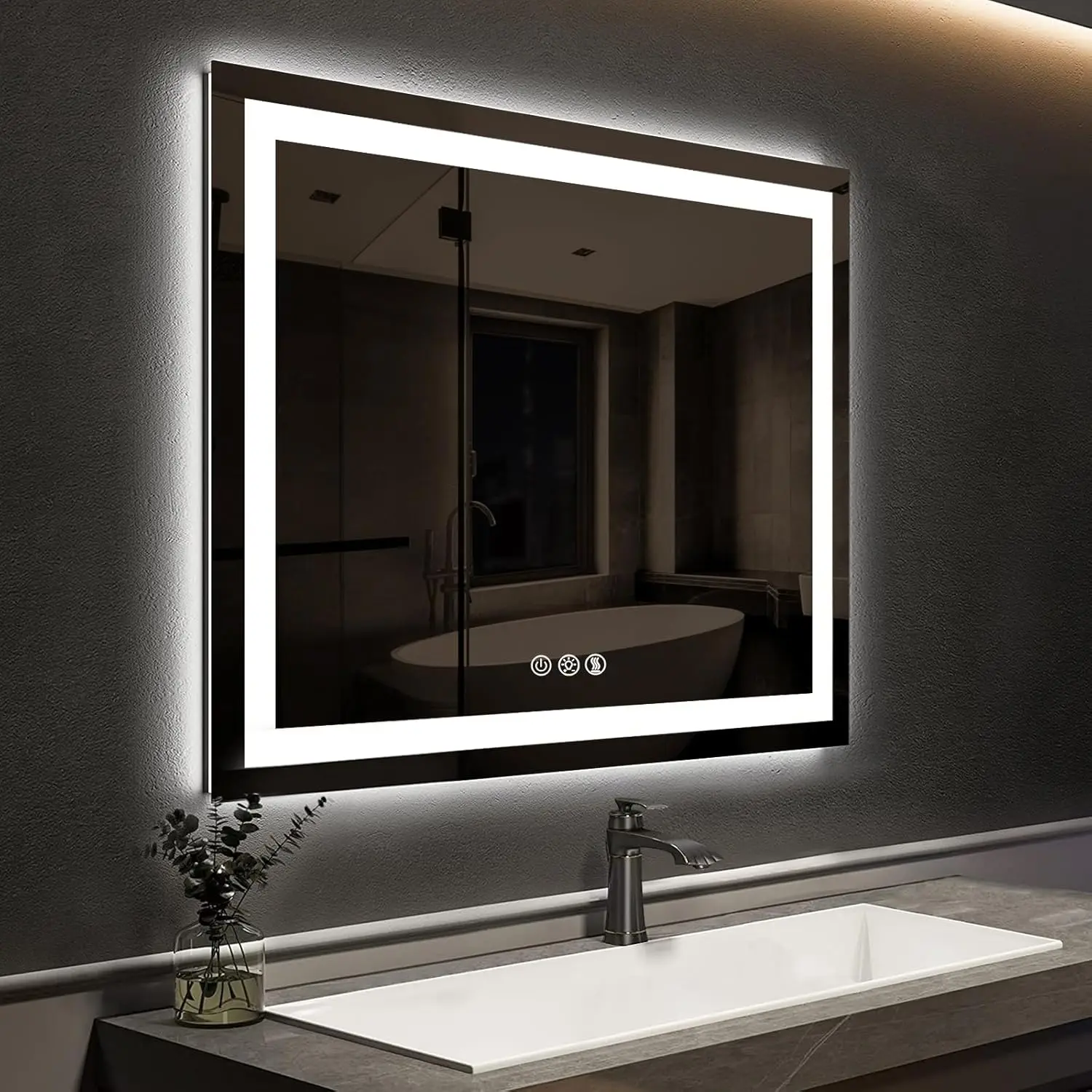 Bathroom 30 * 30 Inch LED Mirror - Smart Dimmable, Anti-Fog, Backlit, Makeup Mirror
