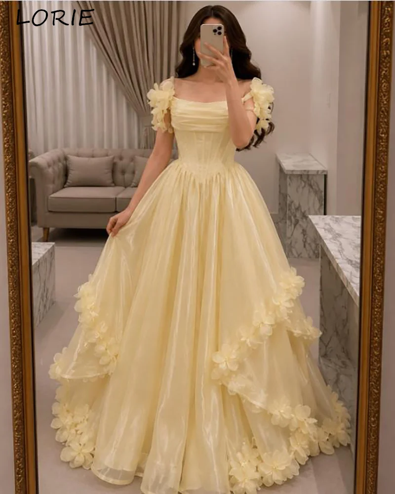 LORIE 3D Flowers Evening Dresses Elegant Halter Applique Sweetheart Mermaid Arabia Prom Gown Ruffle Party Dresses Customized