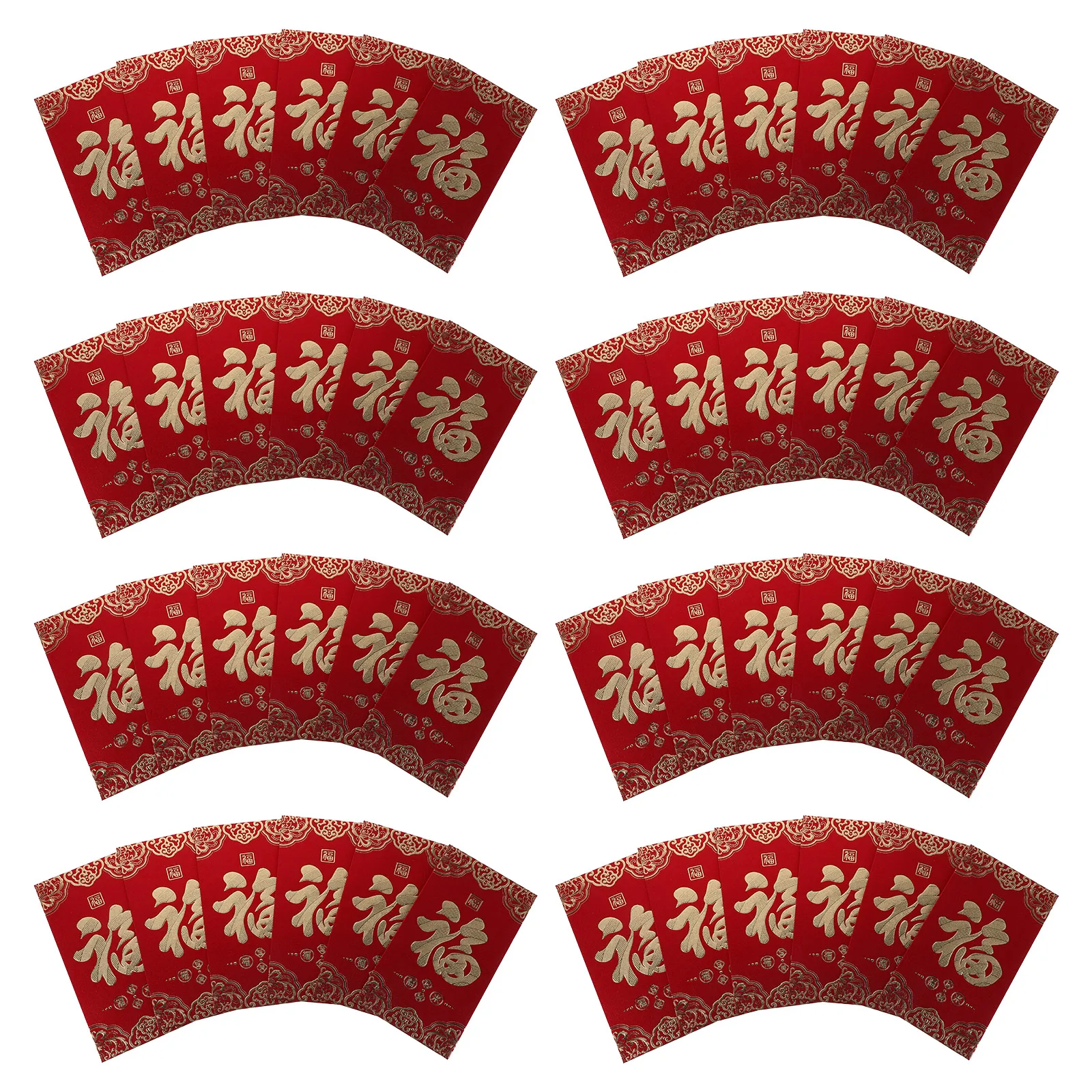 

60pcs Chinese Red Envelopes Lunar New Year 2026 Festive Hong Traditional Fu Design Sturdy Printing Bulk Red Envelope